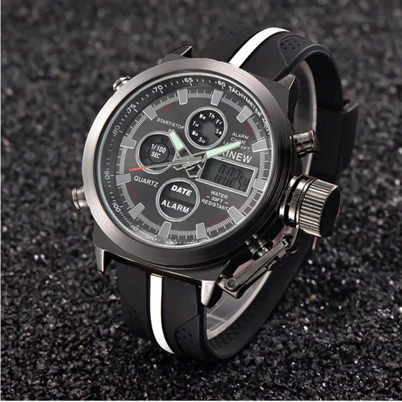 Chronograph Business Watch For Men Fashion Rubber Band Alarm Stopwatch Multi-function Sports Electronic Watches Montre Homme