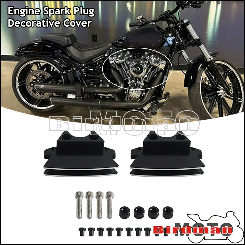 

For Harley Sport Glide Low Rider Road King Deluxe Heritage Classic Softail Engine Spark Plug Decorative Cover Aluminum Black