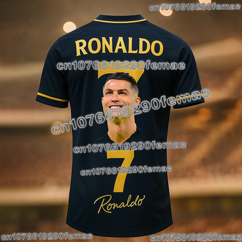 حار بيع رونالدو # تي شيرت 7 لكرة القدم بطباعة ثلاثية الأبعاد للرجال والنساء والأطفال، قميص رياضي للتدريب سريع الجفاف وجيد التهوية #3