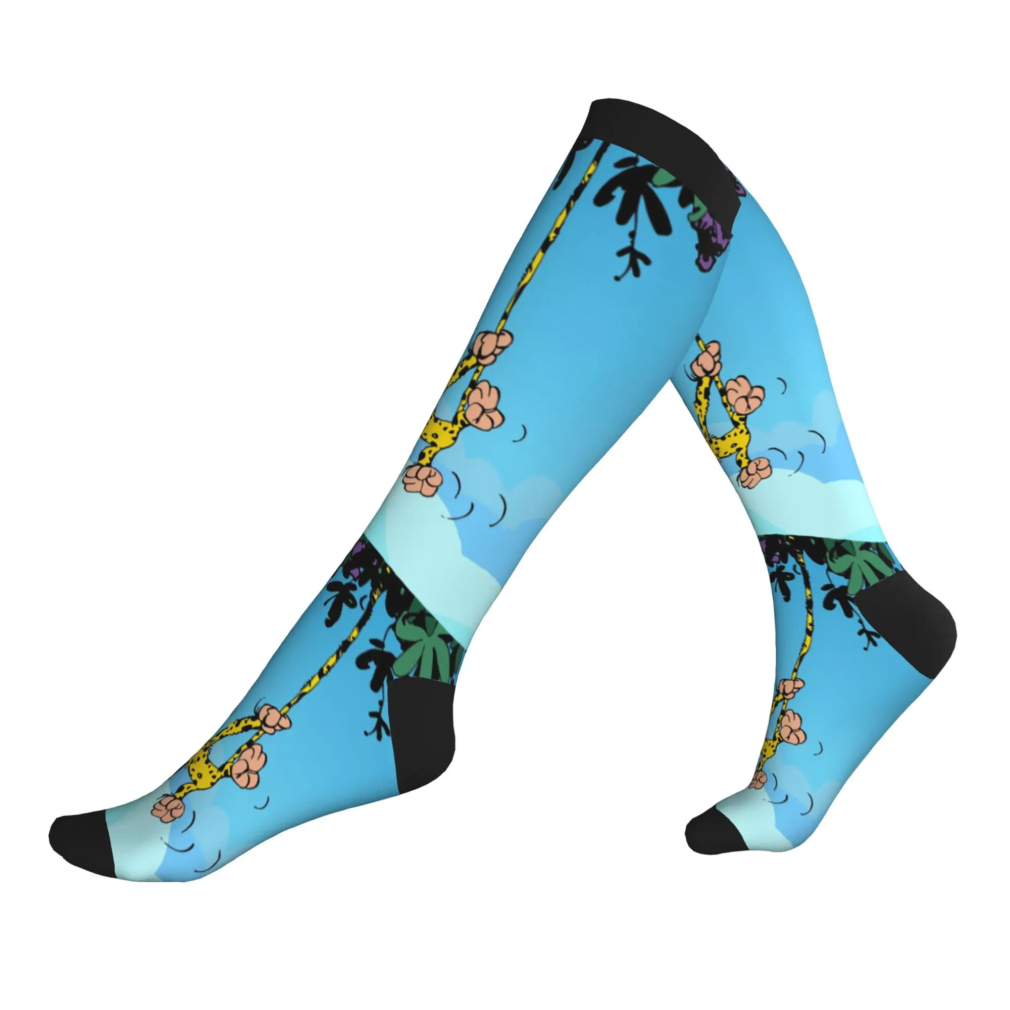 Calcetines Marsupilami Hanging On Tail In The Sky para hombre y mujer, calcetines de compresión deportivos con dibujos animados, cálidos y a la moda