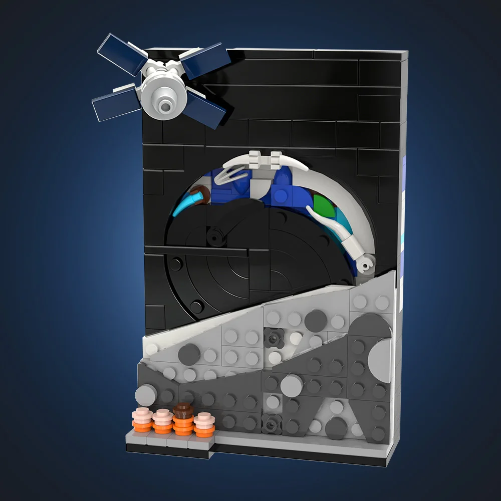 Gobricks MOC Earthset, Bloques de Construcción de Tarjetas Postales, Modelo de Cohete Espacial de la NASA, Ladrillos de Superficie Terrestre, Juguetes de Ensamblaje, Regalos de Cumpleaños para Niños