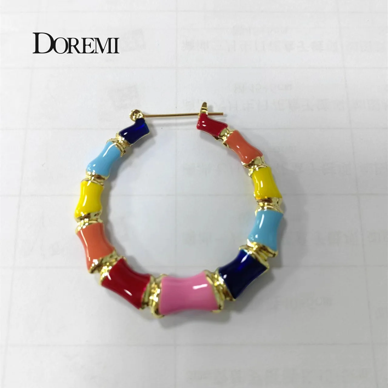 DOREMI Enamel Colorful Multishape Bamboo Earrings Hiphop Customize Color Earring Bamboo Style Custom Earrings for Women Gifts