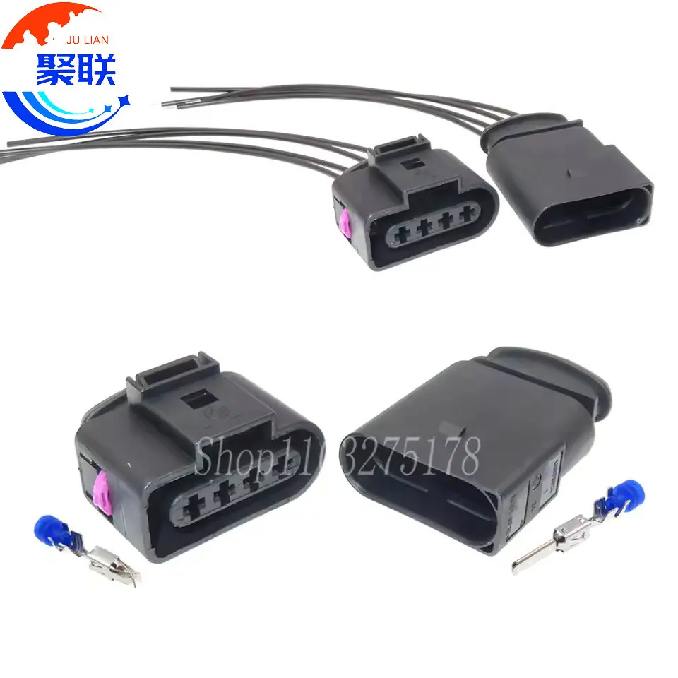 1Set 4Pin 1J0973724 1J0973824 638245-1 1534159-1 Car Headlight High Pressure Pack Ignition Coil Wire Socket for VW 1J0 973 724