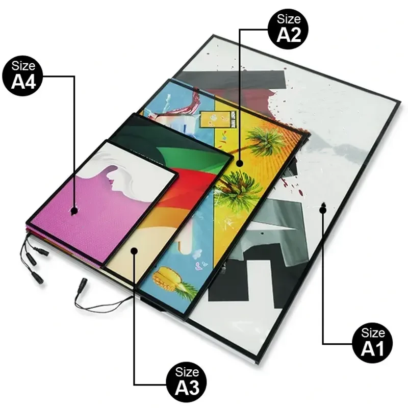 A1 A2 A3 A4 Led المفاجئة الإطار المشارك صندوق إضاءة مطعم القائمة الزجاج المقسى ملصق الإطار رقيقة جدا Led الإعلان علامة صناديق إضاءة