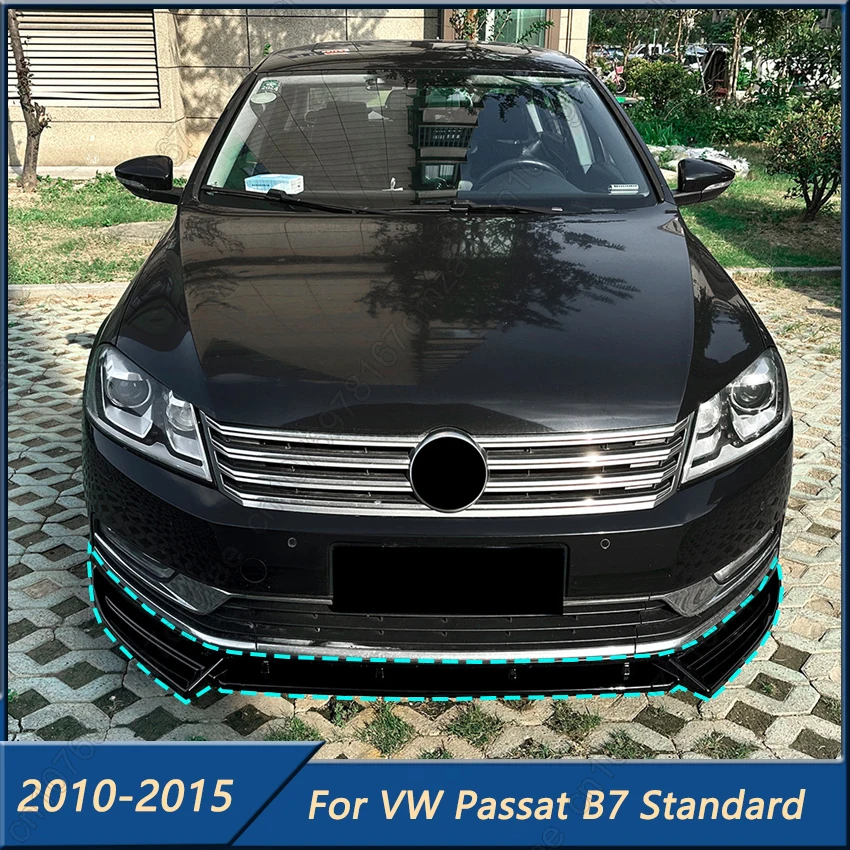 

Передний бампер автомобиля, сплиттер для губ для VW Volkswagen Passat B7 Standard 2010-2015, глянцевый черный бампер, диффузор, спойлер, защита