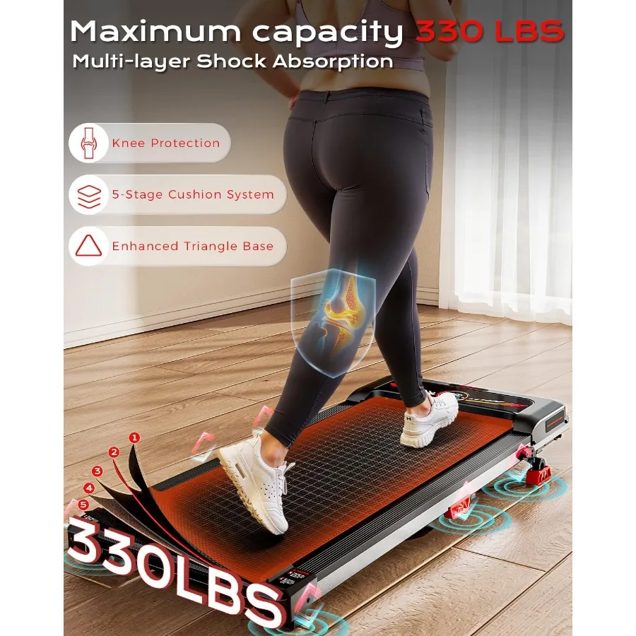 Walking Pad Treadmill, 10% Incline Walking Pad, Under Desk Portable Treadmill for Home Office, Compact 2.5HP Running Machine wi