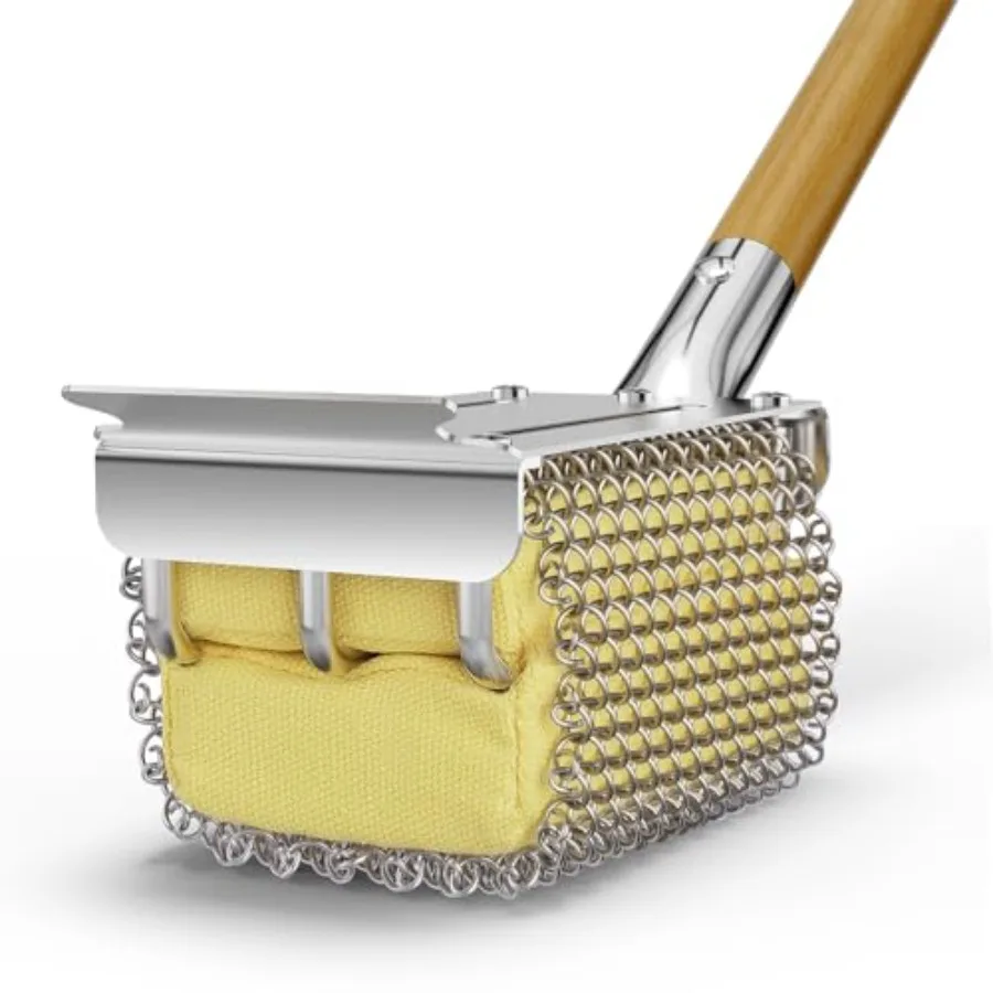 

Bristle Free with Scraper, Safe Steam Cleaned Replaceable Head Fire Resistant Cleaning Strong Barbecue Cleaner Non Wire for Out