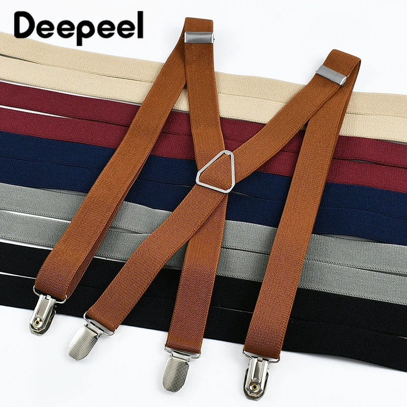 Deepeel 2.5*100 سنتيمتر الرجال الحمالات 4 مقاطع مطاطا ضبط حزام تسخير الكبار رجل الأقواس ل شماعات السراويل حزام رياضي اكسسوارات