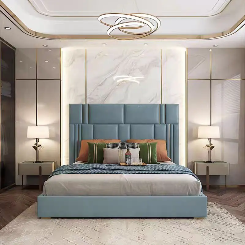 

￥%Light Luxury Hotel Beds 5 Stars Minimalist Wooden Bed With Lift Storage Big Bedhead Factory Wholesale Wooden Bedroom Furniture