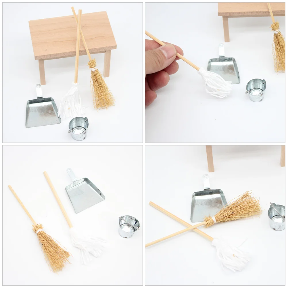 House Broom Mini Furniture Miniature Cleaning Tools Prop Simulated Dustpan Decor Kit Dolls Stuff