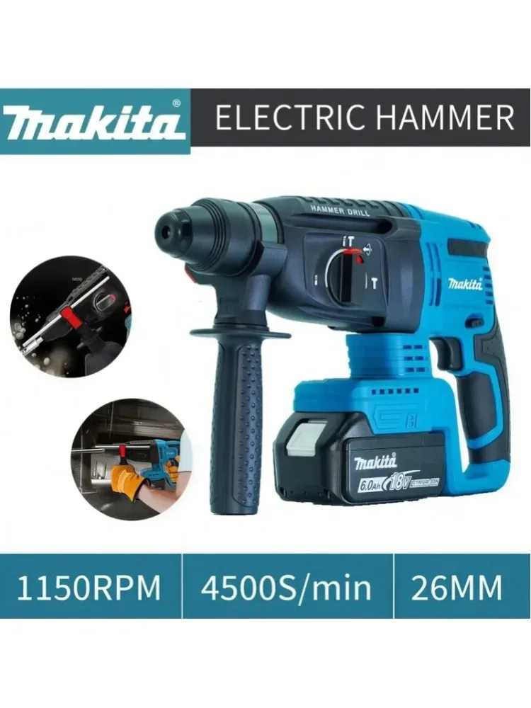 Makita Original 26MM Akku-Bohrhammer Bürstenloser Elektrohammer 18V Lithium-Batterie Kabellose Bohrmaschine für Makita 18V Elektrowerkzeuge
