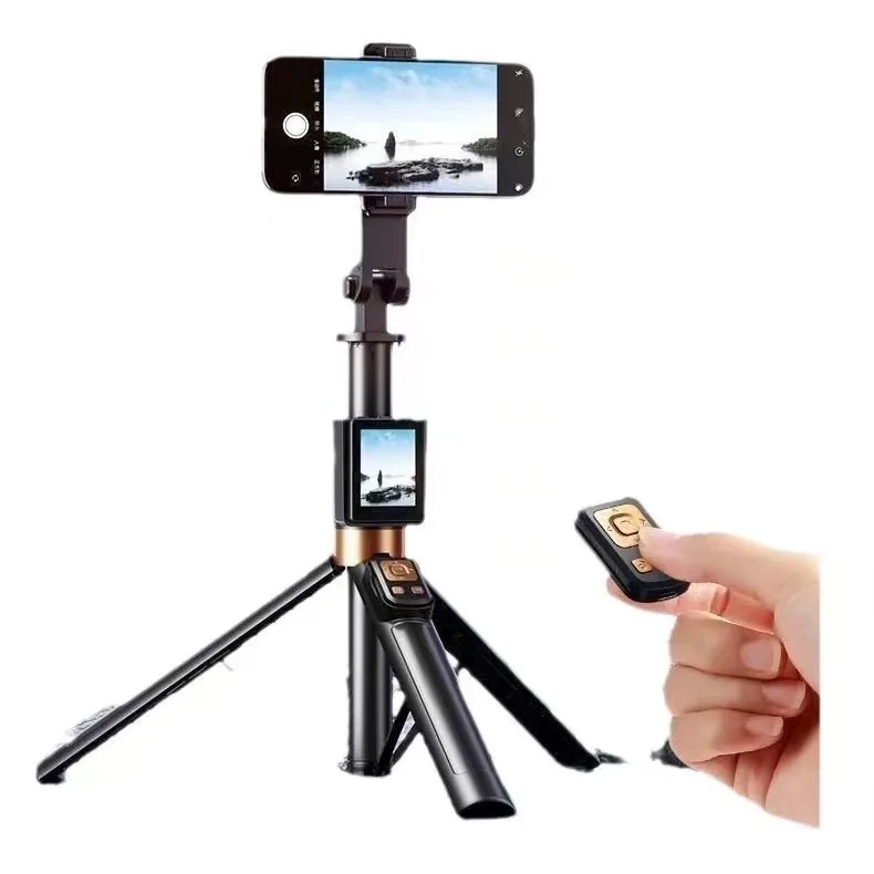 cl07：画面投影式セルフィー棒。スマートフォンの背面カメラで撮影した映像をリアルタイムで画面に表示し、同期して撮影。