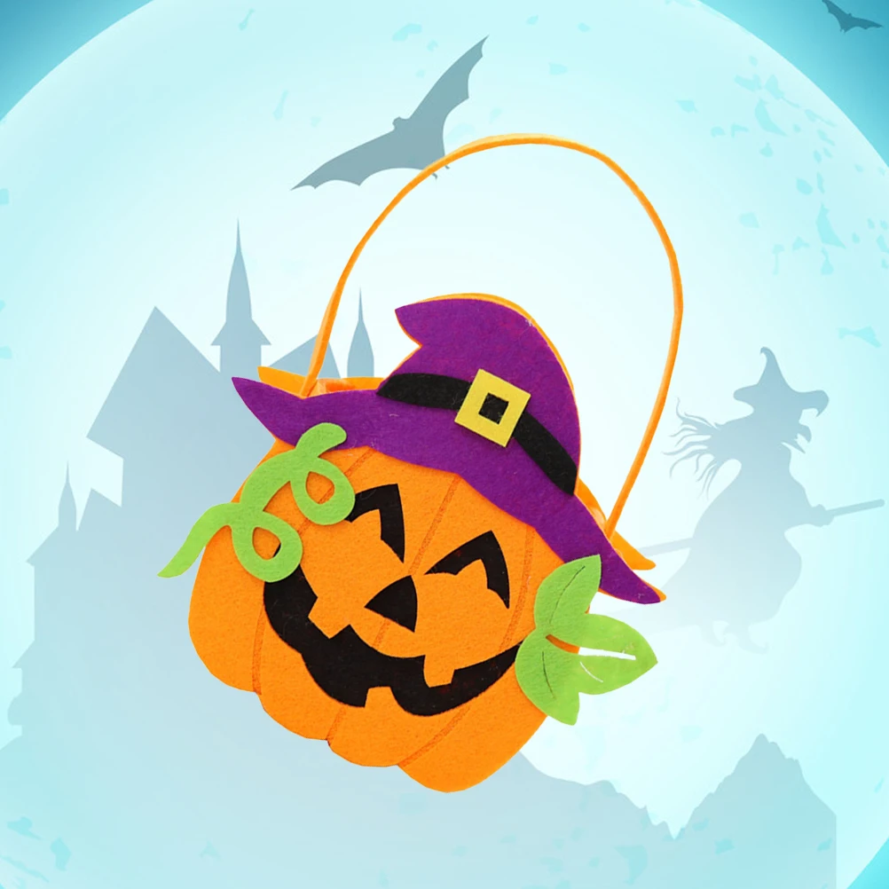 

Candy Bags Tote Handbags Green Leaves Pumpkins Cartoon Patterns Non-Woven Fabric Candy Pockets Kids Birthday Party Halloween