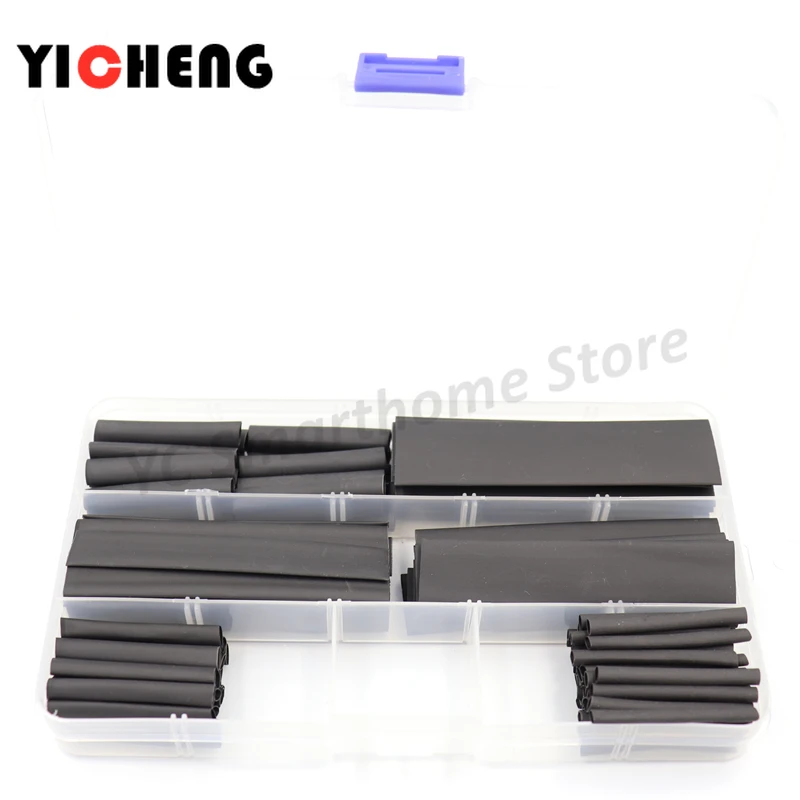 Boxed 127PCS schwarz umwelt freundliche flammschutzmittel schrumpfschlauch set 2:1 tasche schrumpfschlauch kombination