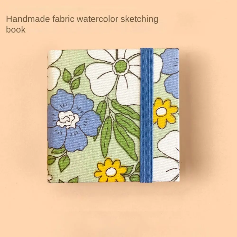 Flower Mini Fabric Watercolor Book Paper Pad Colorful Watercolor Sketchbook 20 Sheets Square Mini Watercolor Painting Book