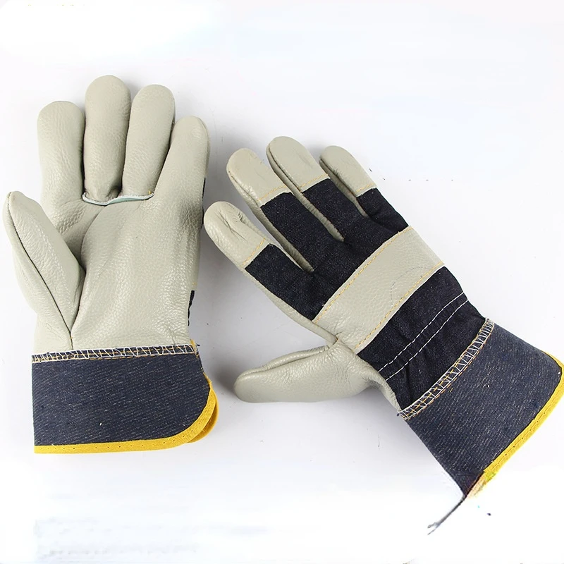 Welding Work Gloves Soft Thick Genuine Cowhide Working Gloves Wear Resistant Grinding Cutting Handling BBQ Heavy Duty Gloves