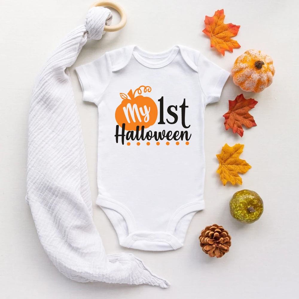 

Cutest Pumpkin First Halloween Pumpkin Baby Girl Bodysuits Cotton Short Sleeve Baby Boy Ropa Newborn Girl Thanks Giving Clothes