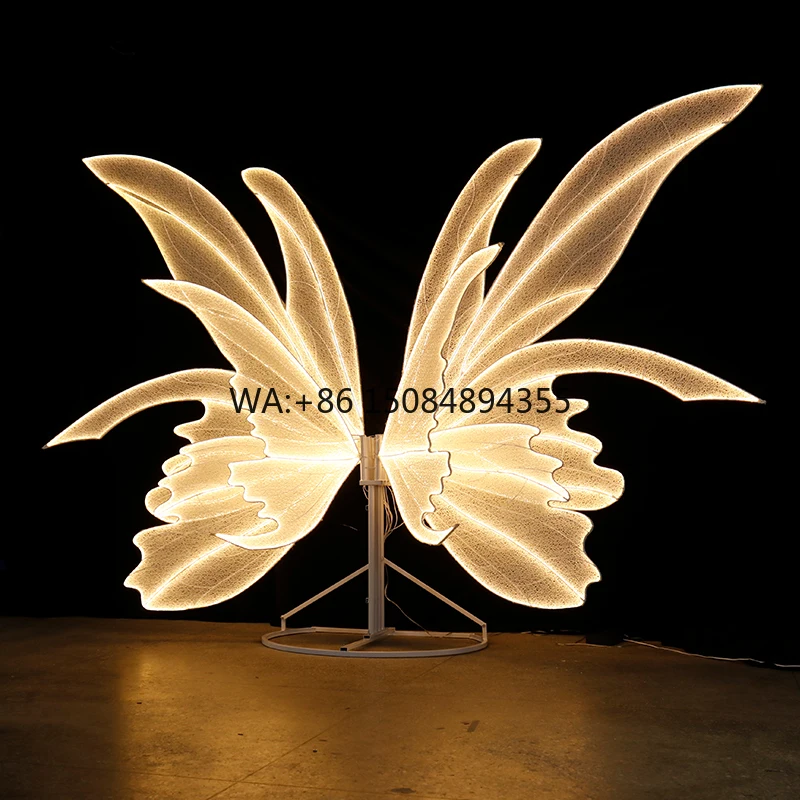 Large Blue Butterfly Wings Backdrop Giant Glowing LED Butterfly Light for Wedding & Party