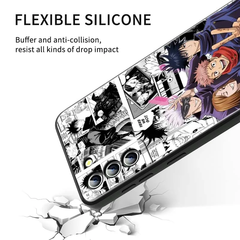 J-Jujutsus K-Kaisens أنيمي لسامسونج غالاكسي S25 S24 S23 S22 S21 S20 S10 الترا زائد FE 5G أسود لينة غطاء من البولي يوريثان الحراري جراب هاتف #5