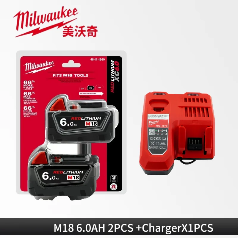 

Milwaukee M18 battery with vacuum packaging M18B6 6000mAh,rechargeable battery compatible with Milwaukee tool 18V Battery