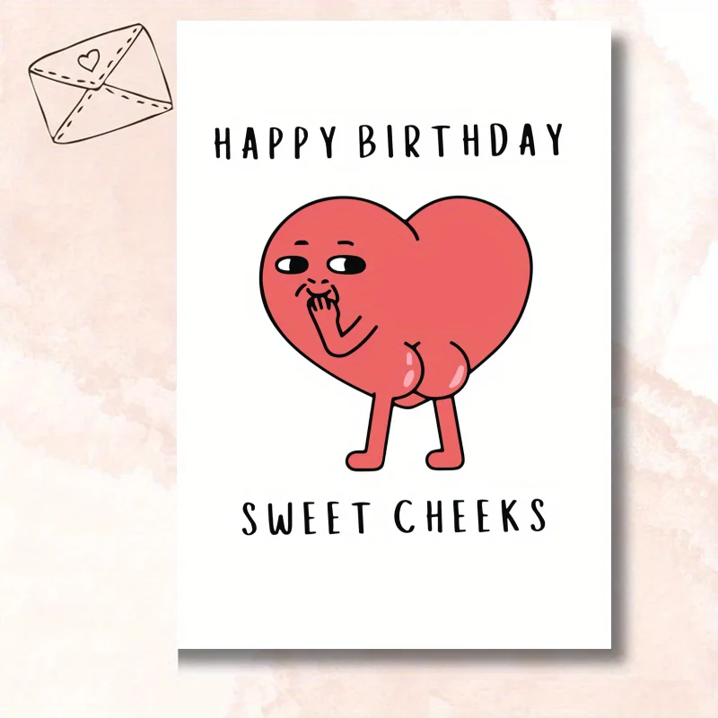 بطاقة عيد ميلاد سعيد لعيد ميلاد سعيد ، عيد ميلاد سعيد ، خدود جميلة ، مؤخرة على شكل قلب ، فكاهية ،
