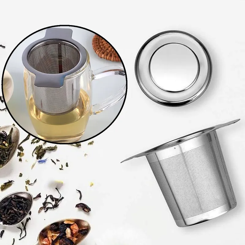 1pc Stainless Steel Tea Leak In Mug Teas Infuser With Lid Loose Leaf tea Strainer Home Kitchen Accessories