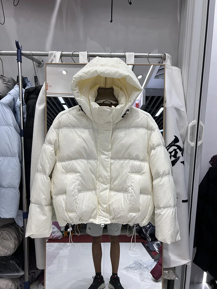 Women's short style hooded fashion thick white duck down bread jacket winter new Korean version simple down jacket coat