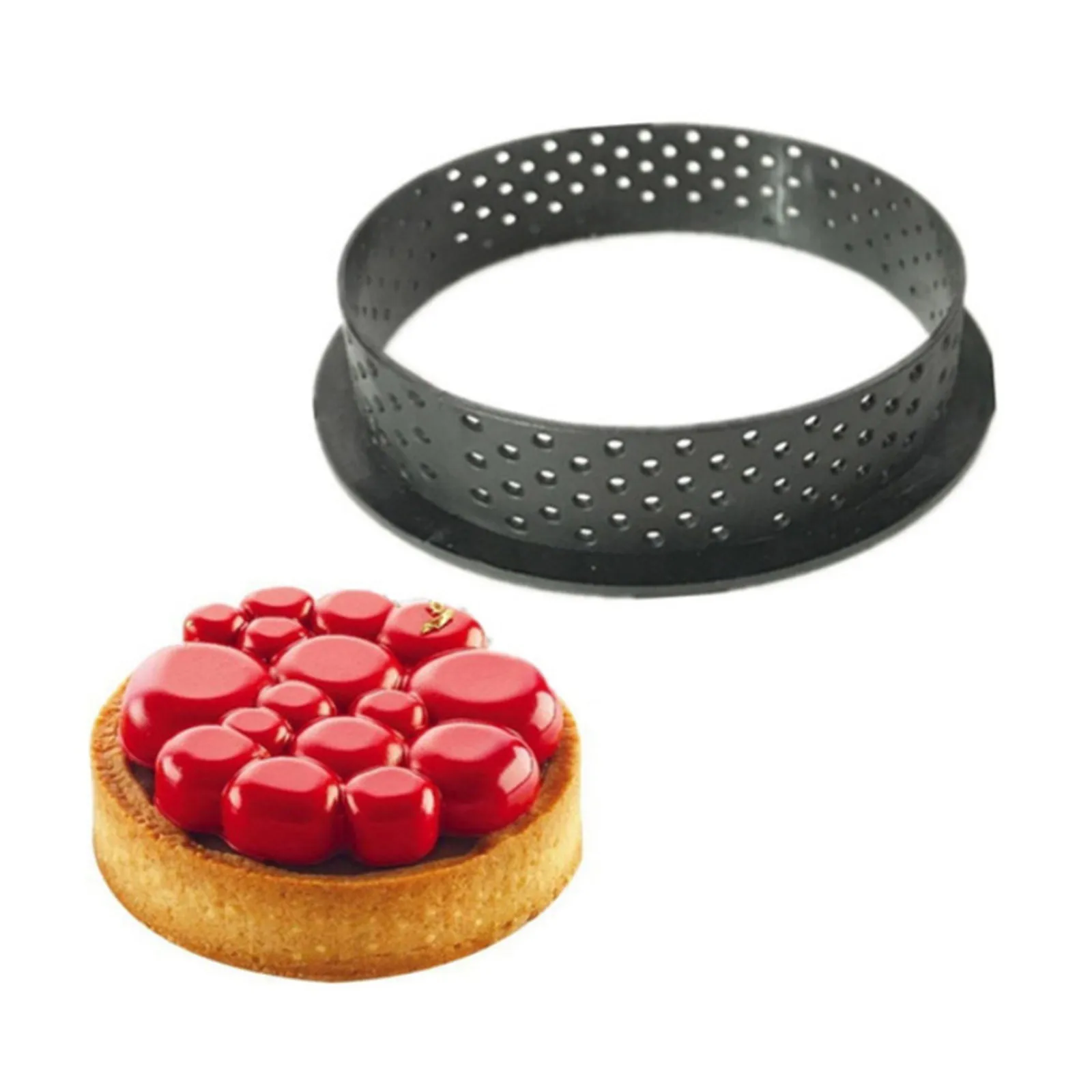 1pcs Diy Tart Ring Perforated Cake Mold Round Mousse Circle Ring French Dessert Bakeware Cutter Pastry Decorating Tools