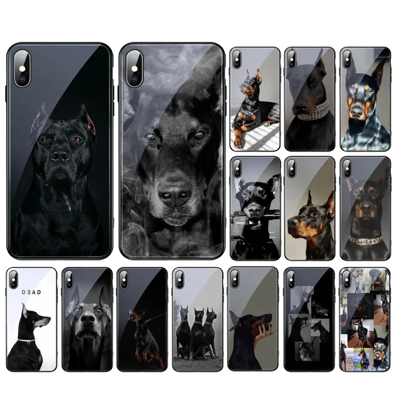 

Doberman Dog Glass phone case For iphone 15 14 13 Pro Max 12 11 Pro Max XS Mobile Phone Case Funda