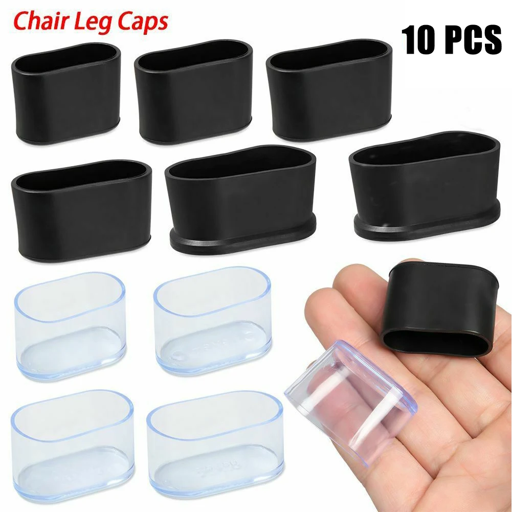 Oval Covers Chair Leg Cap 10Pcs Furniture Table Feet Floor Protectors Garden Office PVC Patio Rubber Practical