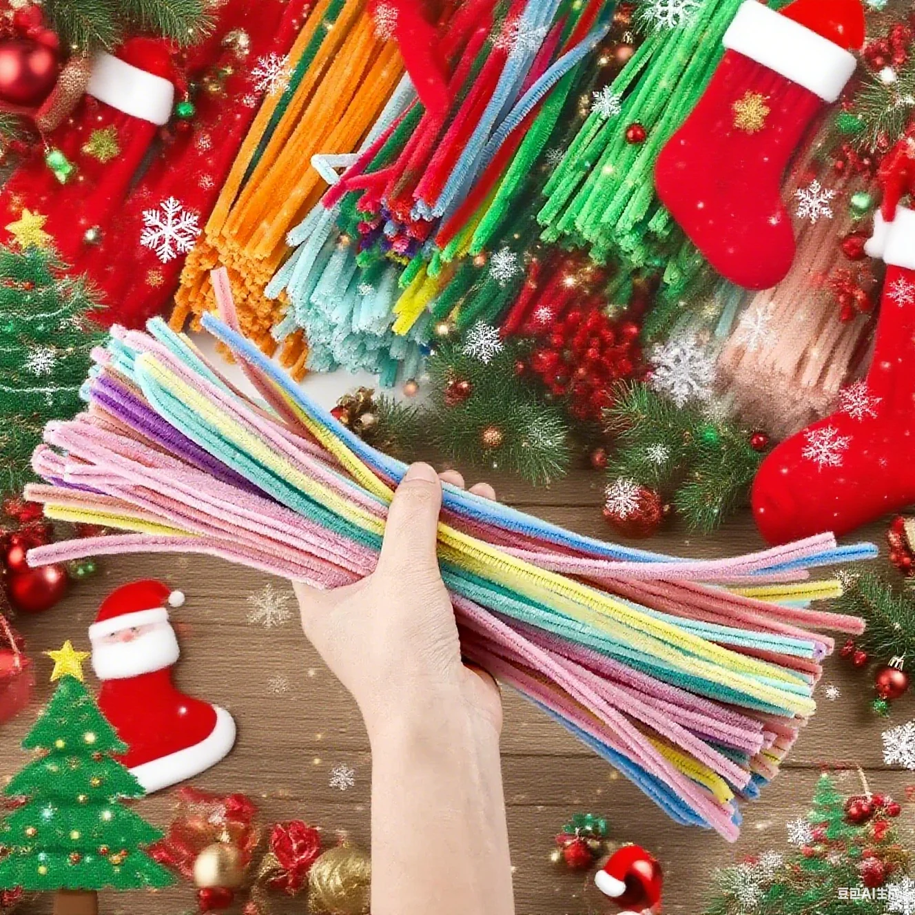 100pcs Plush Stick Twisting Bar Chenille Stems Wire Pipe Kids Toys DIY Strips Creative Hobby Material Stem Iron Felt Wires