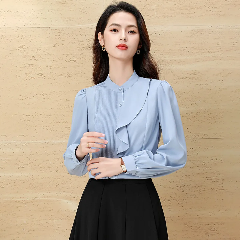 Spring Summer Formal Elegant Blouses Shirts Long Sleeve OL Styles for Women Professional Office Work Wear Tops Clothes Plus Size