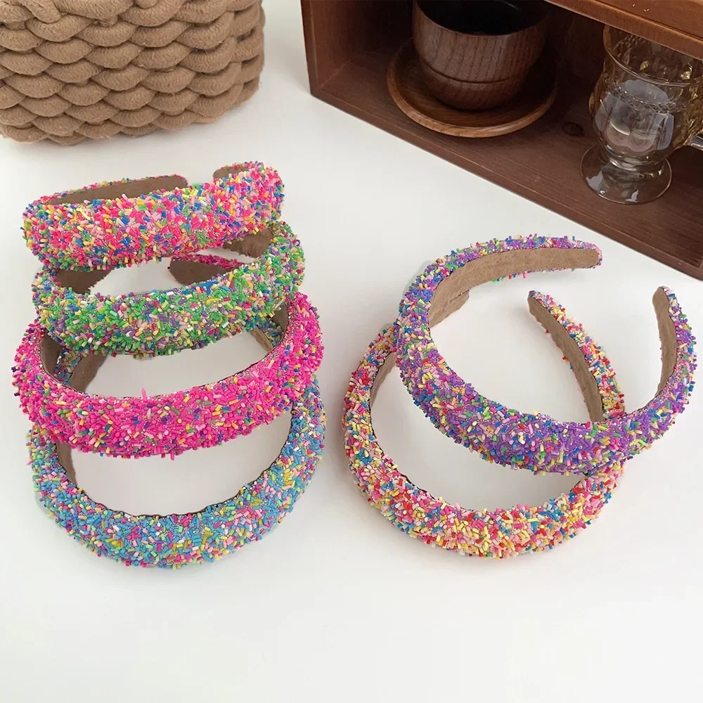 Sweet Candy Color Wide Sponge Hair Hoops Fashion High Head Pressure Hair Hoops New Hair Clips and Headband