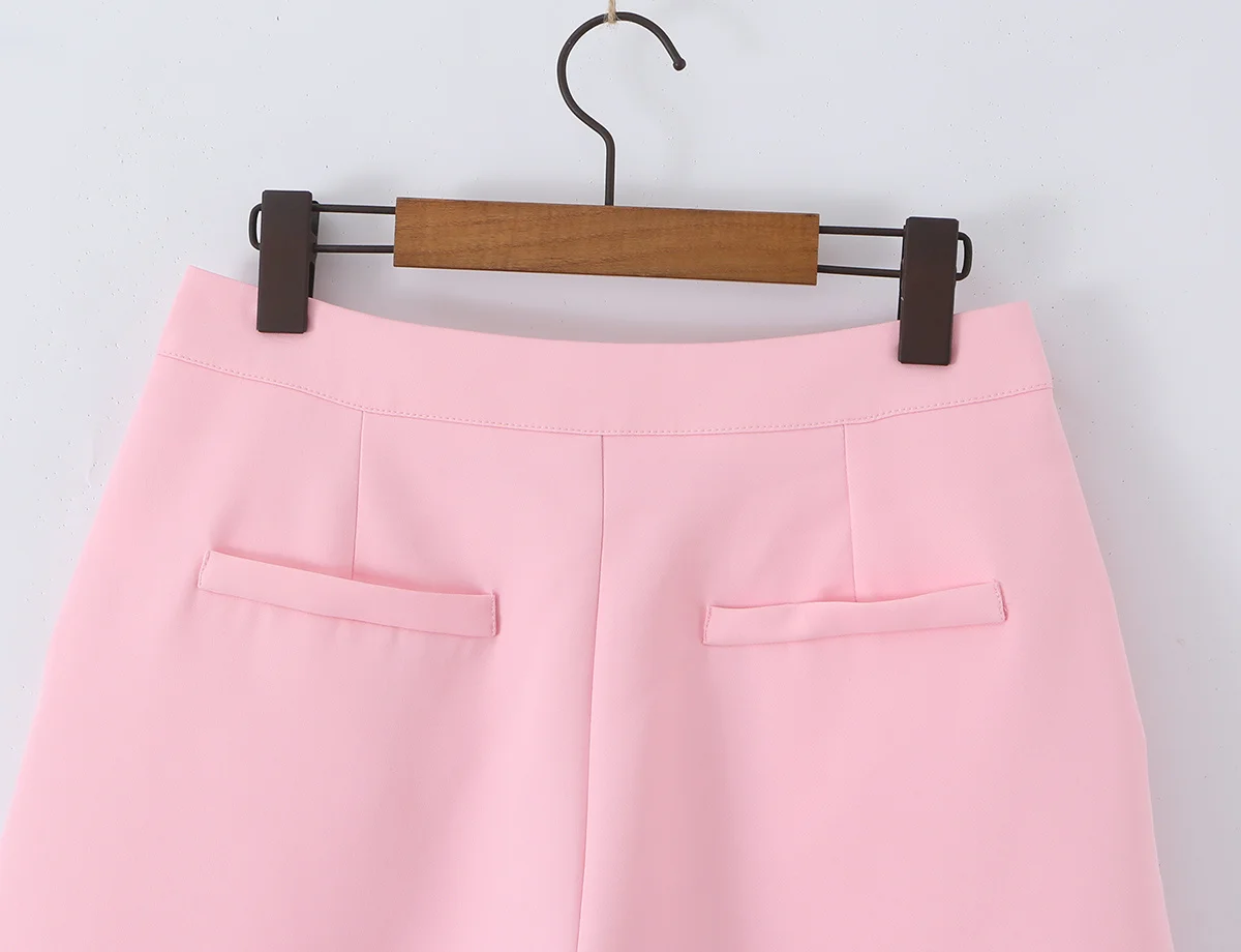 TFMLN 2026 Damen Rosa Kurzes Blazer-Set mit Revers, Zweireihigem Design, Anzugjacke, Pendler-Hose, Vielseitiges Elegantes Damen-Outfit – Detail 16