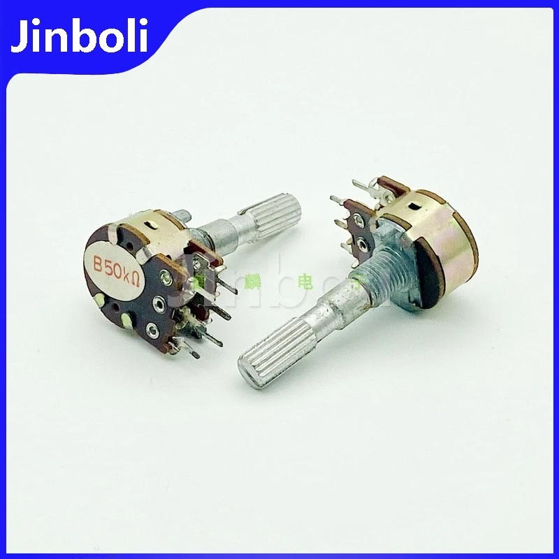 3PCS WTH148 16 Type B50K B503 6-Pin Double Speaker Amplifier Audio Volume Potentiometer Flower Shaft Length 30mm