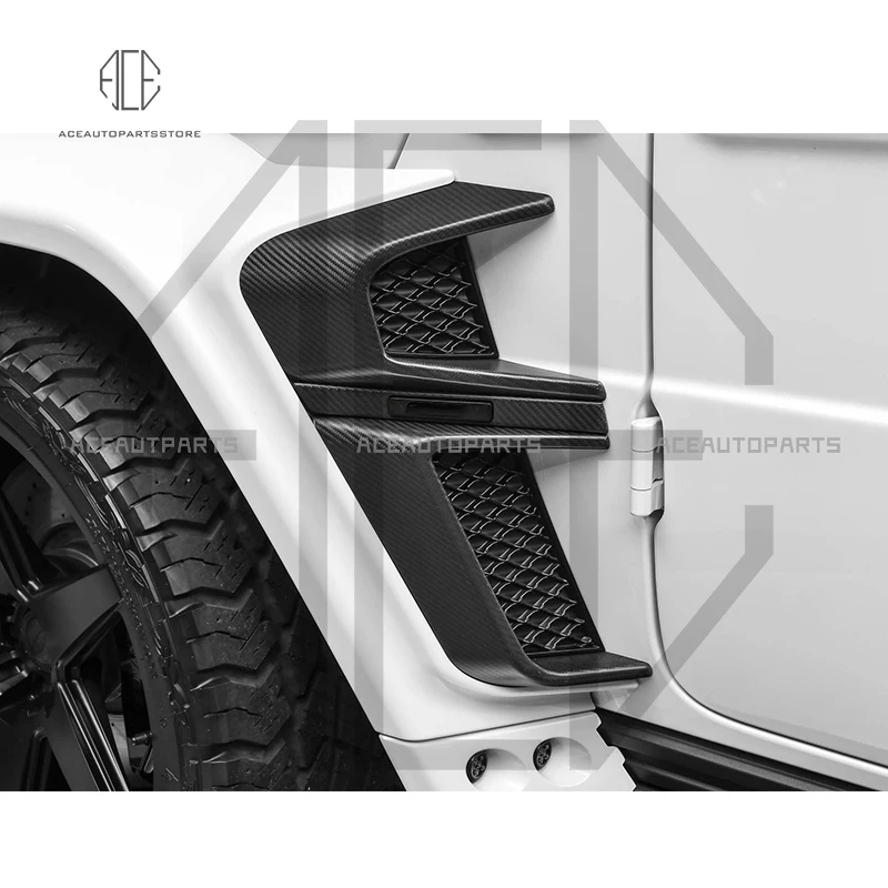 B style carbon fiber fender vent LED badge trim for Mercedes-Benz G-Class G wagon W464 2019-up G63 G500 G550 2Pcs