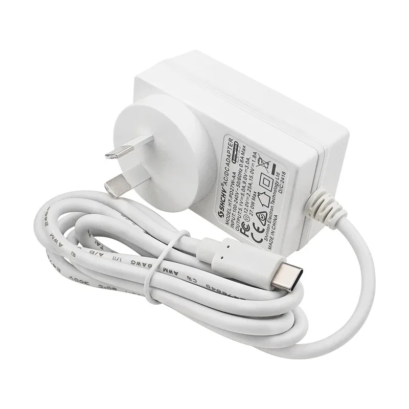 Hot Sale 27W Raspberry Pi 5 Power Supply Adapter USB C for RPi 5, 5V 5A PD Type-C Charger with 1.2M Cable US UK EU Plug 100-240V