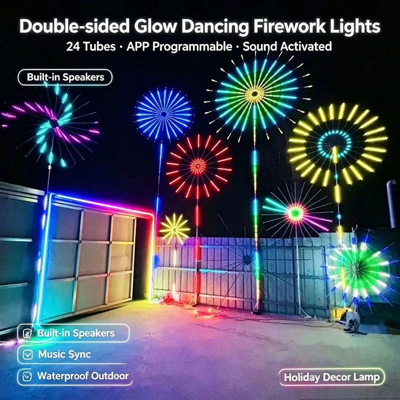 Double‑Sided Luminous Firework LED Light Music‑Triggered Modes for Wedding Event Lighting