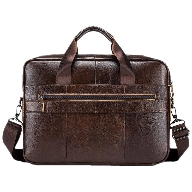 Maleta de Couro Genuíno, Bolsa de Luxo Masculina, Bolsa de Ombro de Alta Capacidade Messenger Bag, Laptop Masculino, 15,6"