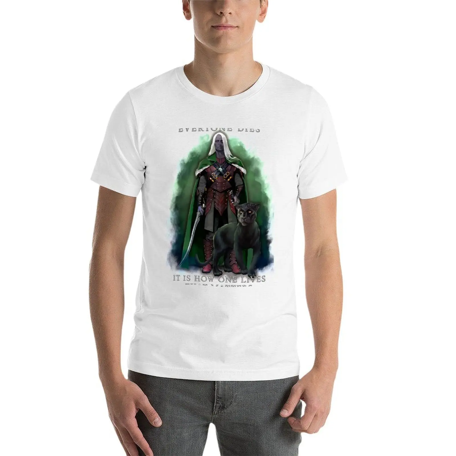 Drizzt Do'Urden Drow Fighter 138 تي شيرت تي شيرت للرجل جرافيك تي شيرت تي شيرت للرجل القطن الناعم تي شيرت