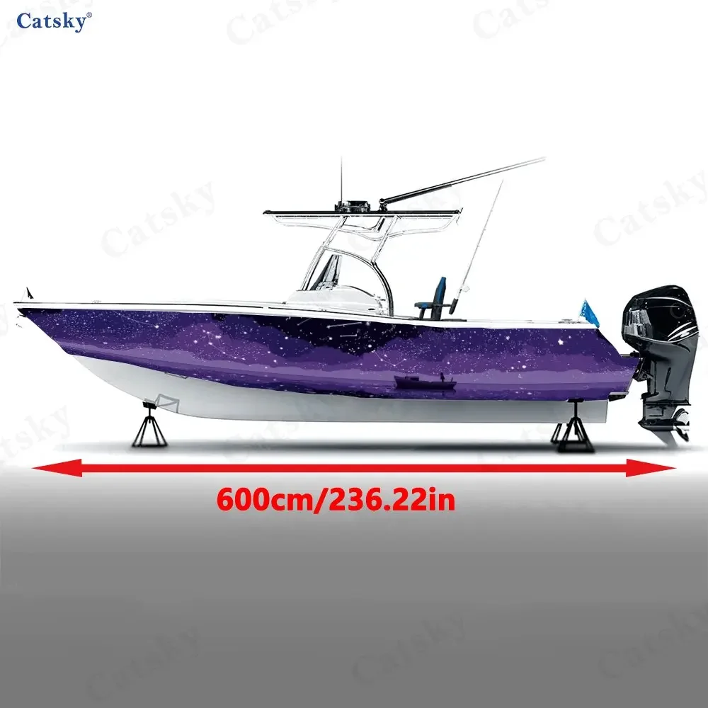 2Pcs Starry Night Return Boat Stickers, PVC Waterproof Durable Vinyl Wrap Decals for Fishing Boats, Durable and Stylish Design