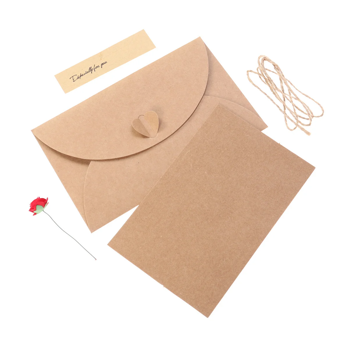 

Поздравительная открытка из крафт-бумаги ручной работы, винтажный сушеный цветок, красная роза, креативная открытка с благословением на День святого Валентина, день рождения, свадьбу