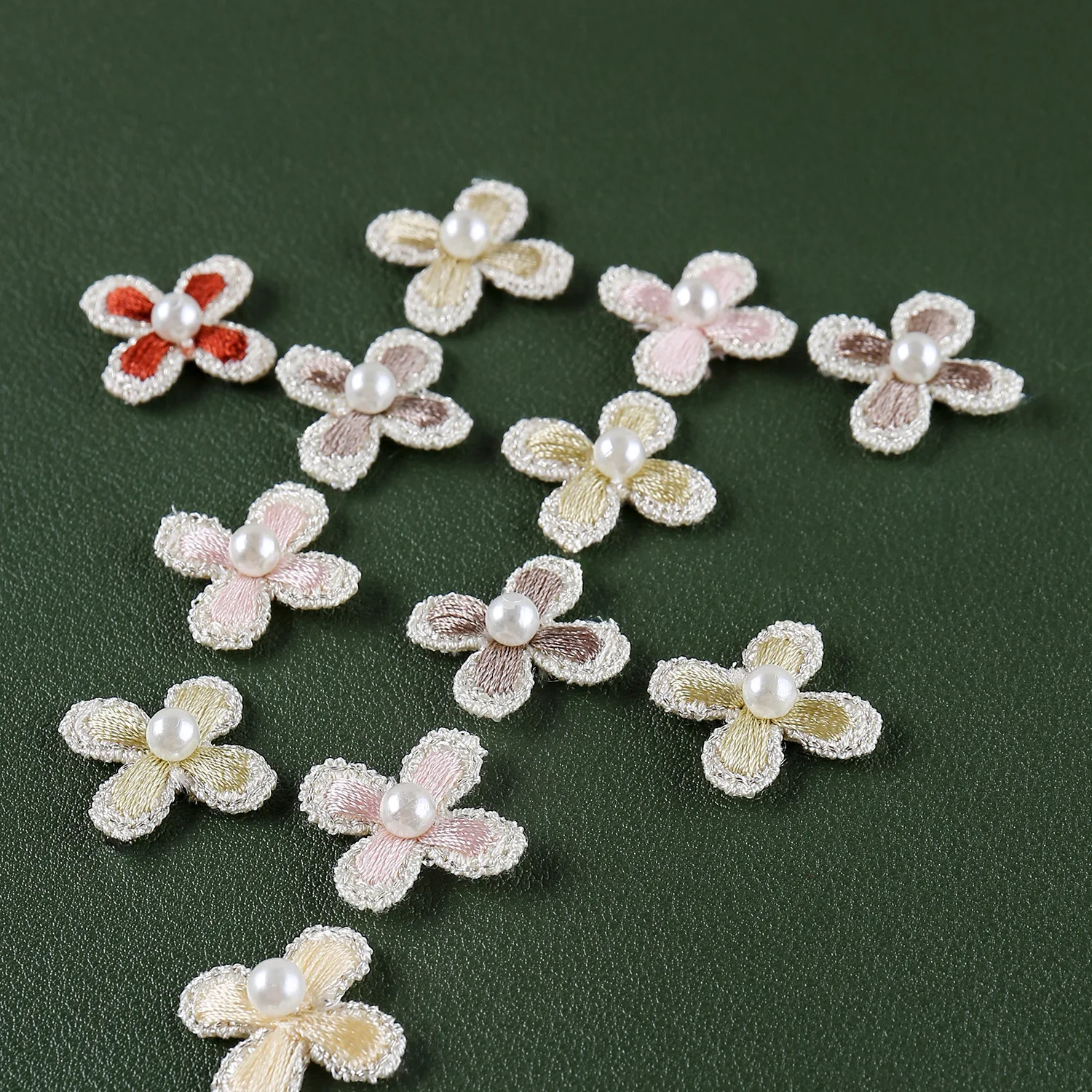 20pcs/bag 1.7cm Silk Four Petal Nail Bead Small Flower Decoration DIY Broken Hole Luggage Shoes Hats Luggage Repair Accessories