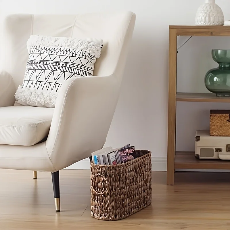 لا يتطلب تجميع سلة ورق التواليت الخوص المقاومة للماء، حامل الروطان المتين لورق المرحاض والحاويات، ديكور الحمام