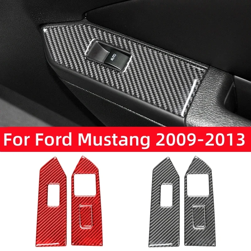 For Ford Mustang 2009-2013 Accessories Carbon Fiber Interior Car Windows Lifter Control Switch Panel Frame Sticker Trim Cover