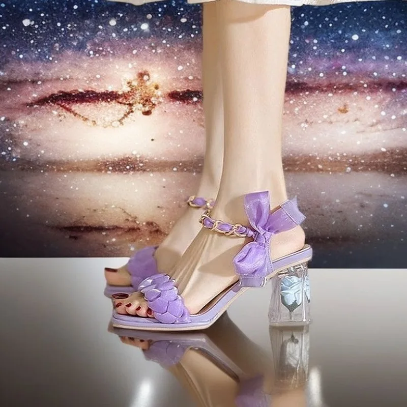 Women's Summer Fairy Princess Sandals New Peep-toe Chunky High Heel Lightweight Elegant Versatile Fashion Stylish Comfortable - view 3
