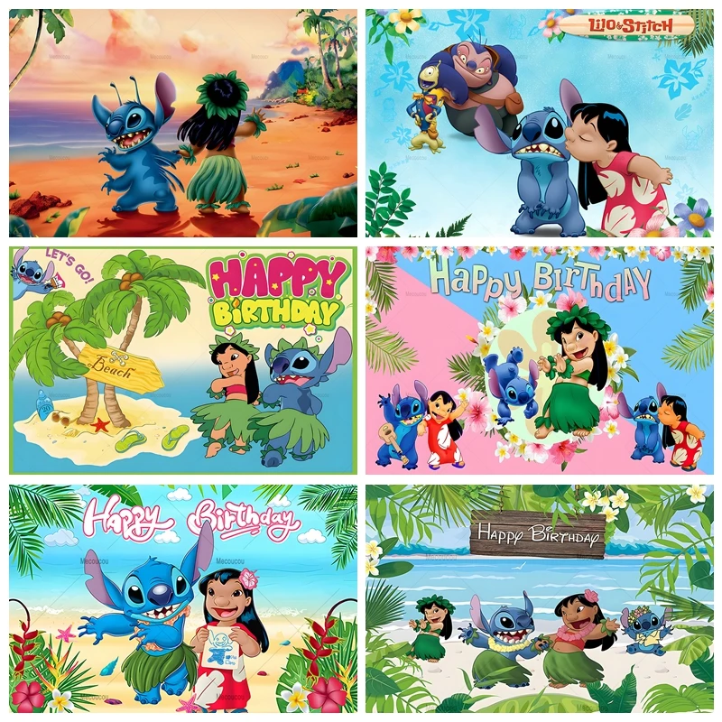 

Lilo & Stitch Baby Birthday Backdrops for Photography Baby Shower Party Photo Photographic Background Studio Shoots Photocall