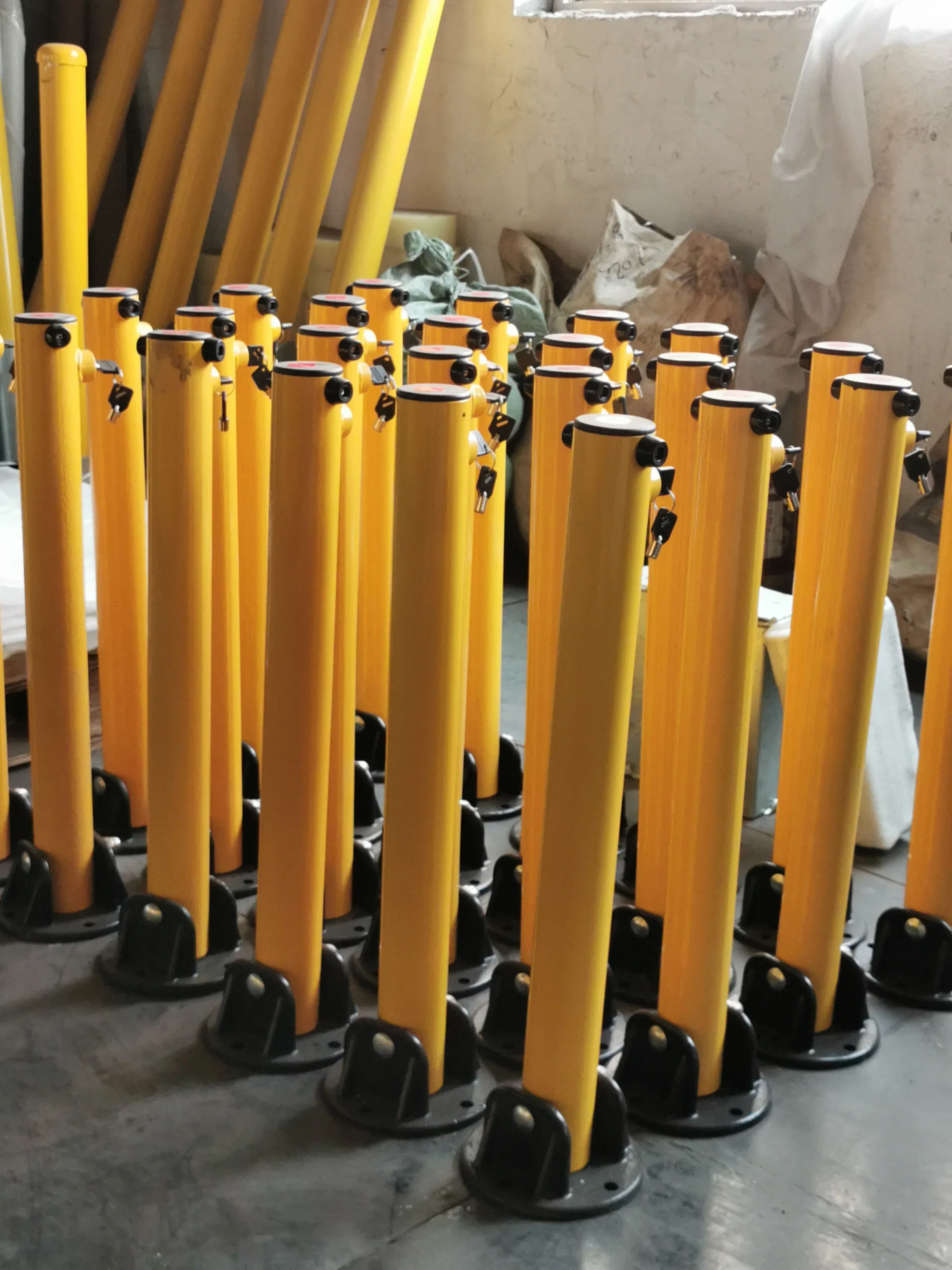 Manufacturing folding steel durable and foldable multifunctional columns for parking guardrails