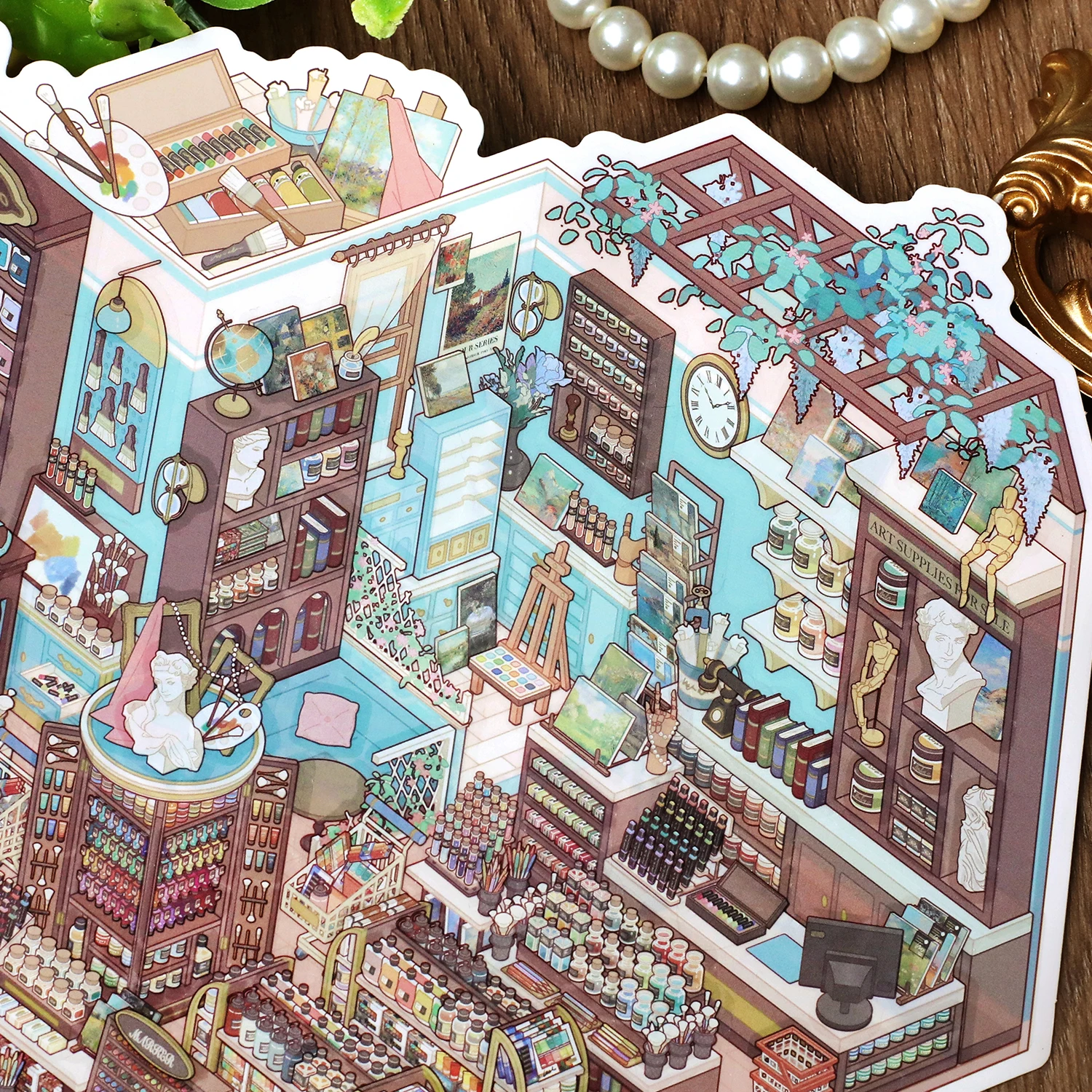 Kawaii Decompression code cargo 3D Shopping at the supermarket Landscape Sticker DIY Pocket Cabin Scene festival gift