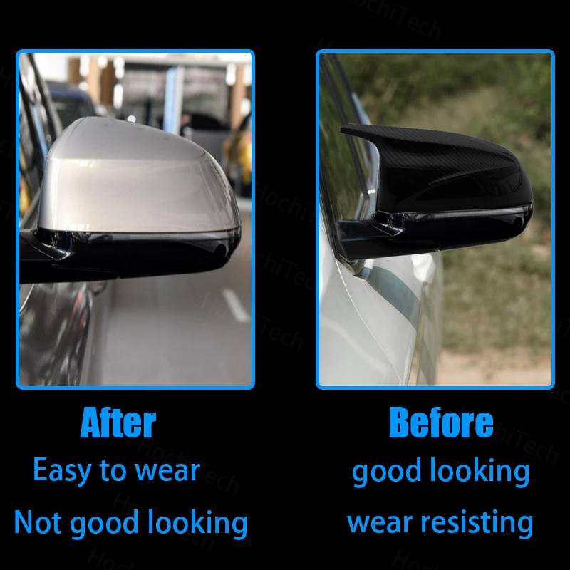 Bright Glossy Carbon Fiber Pattern Rearview Mirror Cover Caps for BMW X5 G05 2018-22 xDrive30i 40i 45e 50i 25d 30d 40d M50i M50d
